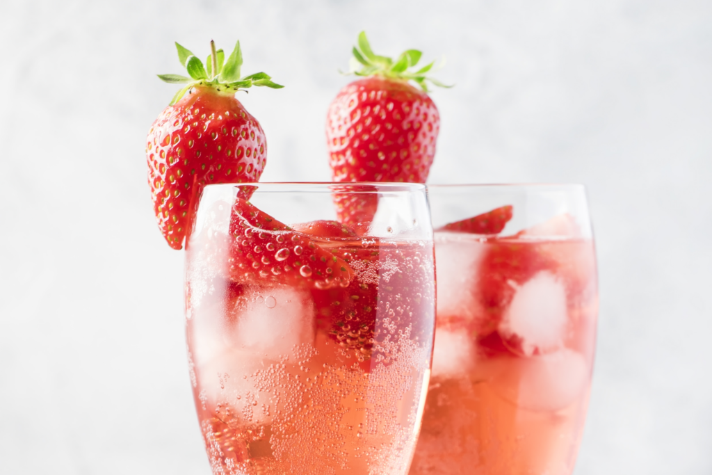 Elixir Boost- image of two CBD infused strawberry mimosas